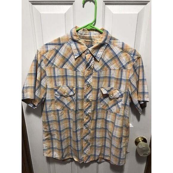 The Original Arizona Jean Company Mens Vintage Fit Size M S/S Pearl Snap Shirt - Picture 1 of 5
